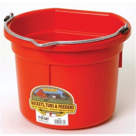 Inc Flat Back Plastic Bucket- Red 8 Quart - P8FBREDA